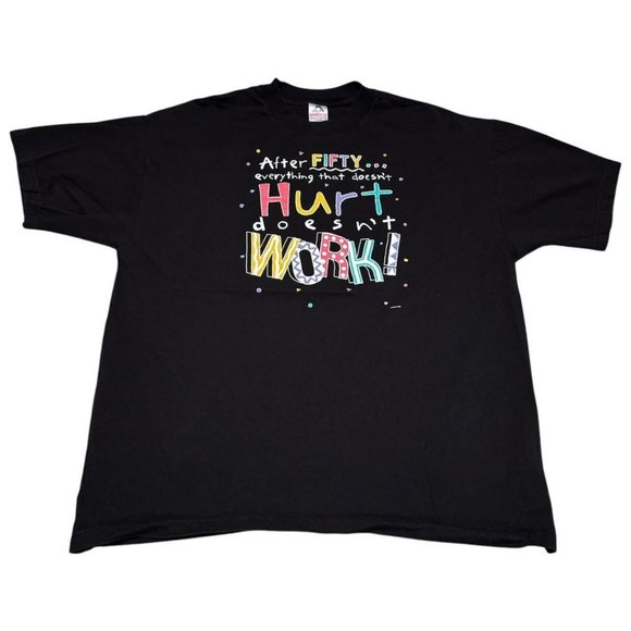 AAA Vintage 90s 50th Birthday Comedy Quote Black Shirt Adult XL‎ - Picture 1 of 4